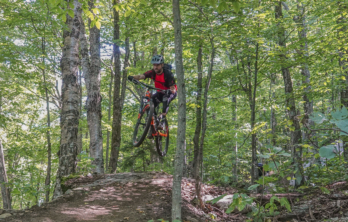 a photo of people mountain biking